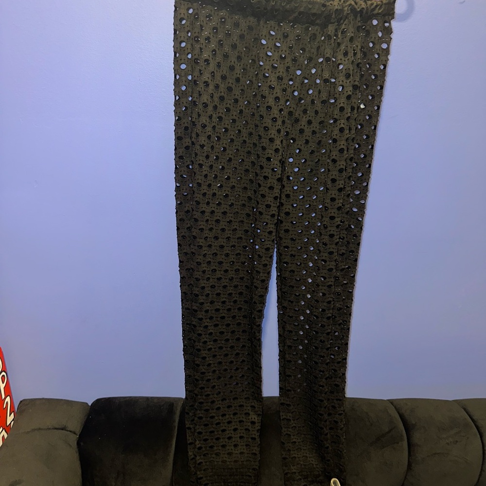 Black Off-Shoulder Mesh Bodysuit and Leggings - Picture 8 of 8